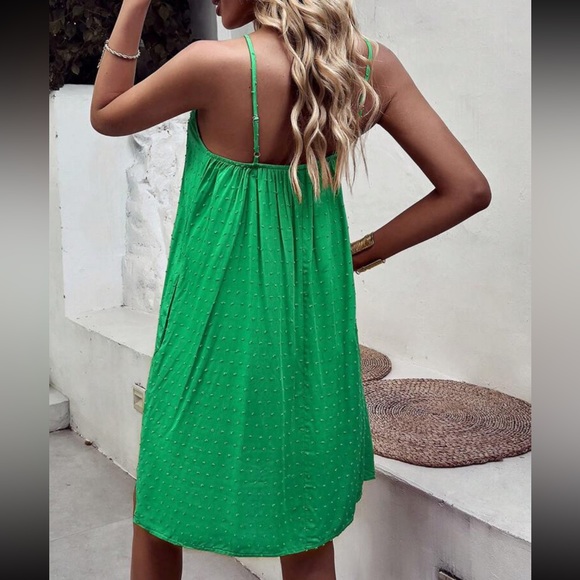 Boho lace insert Swiss dot halter dress mustard yellow - Picture 7 of 12